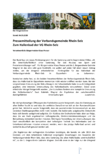 Pressemitteilung Hallenbad Oppenheim der VG Rhein-Selz